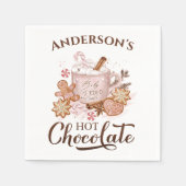 ホットチョコレートピンククリスマスネーム紙ナプキンス スタンダードカクテルナプキン (正面)