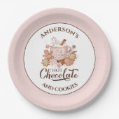 ホットチョコレートピンククリスマスネーム紙プレート ペーパープレート (正面)