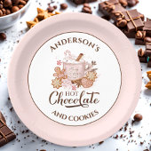 ホットチョコレートピンククリスマスネーム紙プレート ペーパープレート