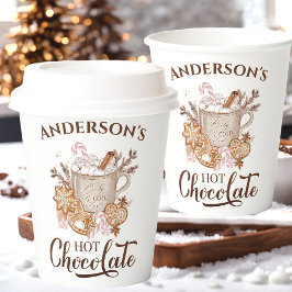 ホットチョコレートピンクベージュクリスマス名紙カップ 紙コップ