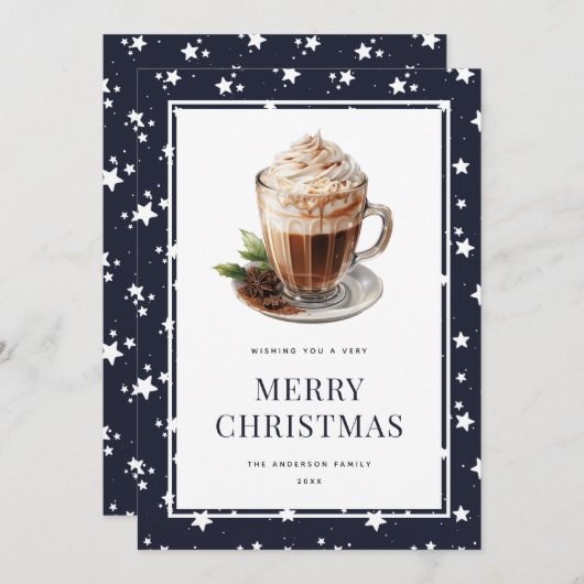 ホットチョコレートフェスティバルブルーメリークリスマスカード シーズンカード (正面/裏面)