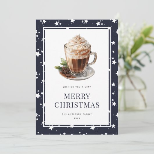 ホットチョコレートフェスティバルブルーメリークリスマスカード シーズンカード (スタンド正面)
