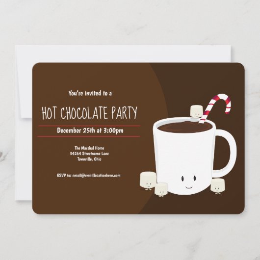 ホットチョコレートブラウンクリスマスパーティー水平 招待状 (正面)
