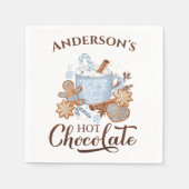 ホットチョコレートブルークリスマスネーム紙ナプキンス スタンダードカクテルナプキン (正面)