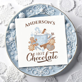ホットチョコレートブルークリスマスネーム紙ナプキンス スタンダードカクテルナプキン