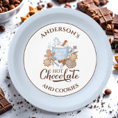 ホットチョコレートブルークリスマスネーム紙プレート ペーパープレート