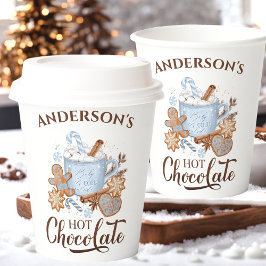 ホットチョコレートブルークリスマス名紙カップ 紙コップ