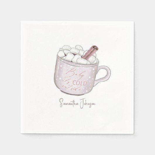 ホットチョコレートベビー外の冷たいシャワー スタンダードカクテルナプキン (正面)