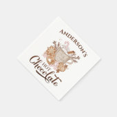 ホットチョコレートベージュクリスマスネーム紙ナプキンス スタンダードカクテルナプキン (角)