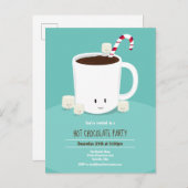 ホットチョコレートホットココアティール（緑がかった色）クリスマスパーティー インビテーションポストカード (正面/裏面)
