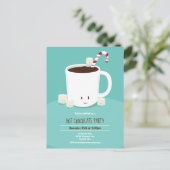 ホットチョコレートホットココアティール（緑がかった色）クリスマスパーティー インビテーションポストカード (スタンド正面)