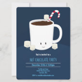 ホットチョコレートホットココアブルーホワイトクリスマスパーティー 招待状 (正面)