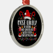 ホットチョコレートマシュマロを飲む可能性が高い メタルオーナメント (右)