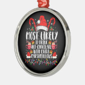 ホットチョコレートマシュマロを飲む可能性が高い メタルオーナメント (左)