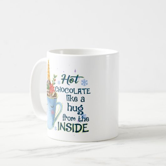 ホットチョコレートユニコーン | 居心地の良いユニコーン冬 コーヒーマグカップ (正面左)