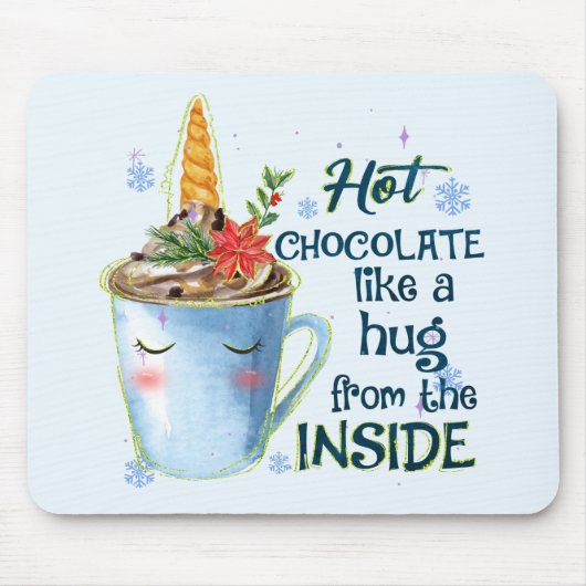 ホットチョコレートユニコーン | 居心地の良いユニコーン冬 マウスパッド (正面)
