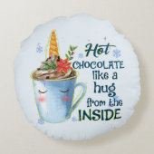 ホットチョコレートユニコーン | 居心地の良いユニコーン冬 ラウンドクッション (裏面)