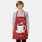 ホットチョコレートレッドの白い漫画を持って行こう エプロン (着用した状態)