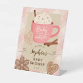 ホットチョコレート冬のベビーシャワーガールウェルカムサイン 台座サイン (正面)