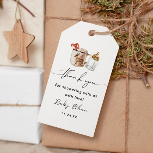 ホットチョコレート冬の赤ちゃんシャワーありがとう ギフトタグ