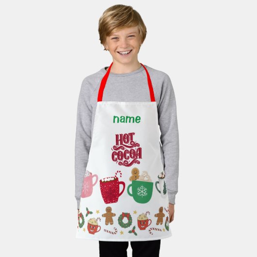 ホットチョコレート小さな女の子エプロン エプロン (着用した状態)