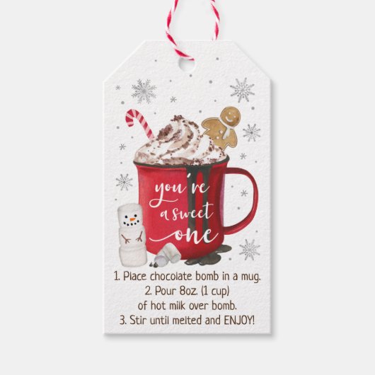 ホットチョコレート爆弾ホットココア爆弾の指示 ギフトタグ (正面)
