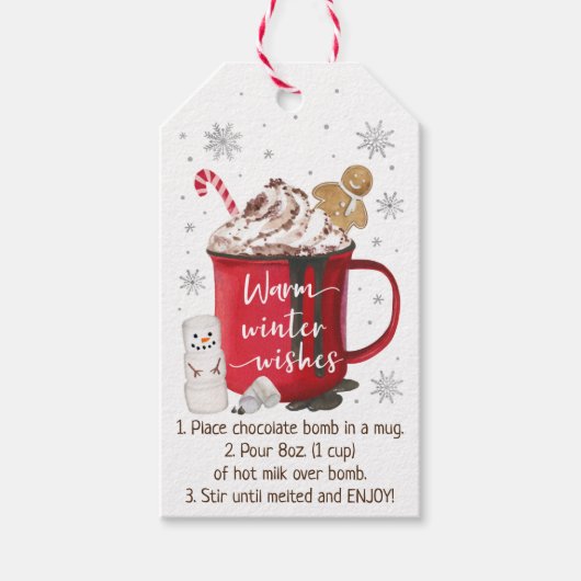 ホットチョコレート爆弾ホットココア爆弾の指示 ギフトタグ (正面)