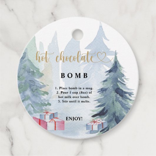 ホットチョコレート爆弾ラベル。冬のホットココア爆弾 フェイバータグ (正面)