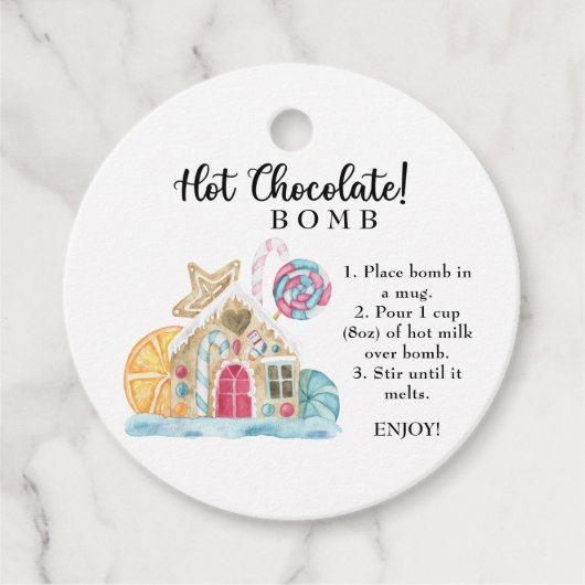 ホットチョコレート爆弾ラベル。冬のホットココア爆弾 フェイバータグ (正面)