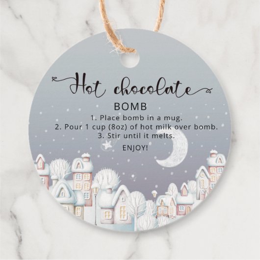 ホットチョコレート爆弾ラベル。冬のホットココア爆弾 フェイバータグ (裏面)