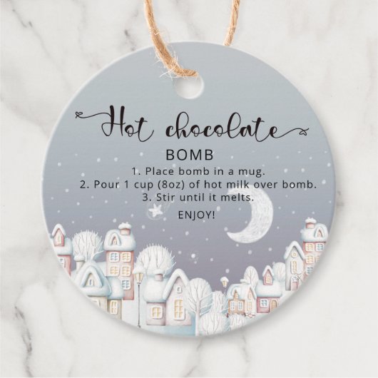 ホットチョコレート爆弾ラベル。冬のホットココア爆弾 フェイバータグ (正面)