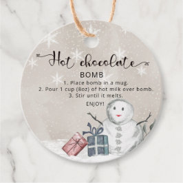 ホットチョコレート爆弾ラベル。冬の熱いココア爆弾ファボ フェイバータグ