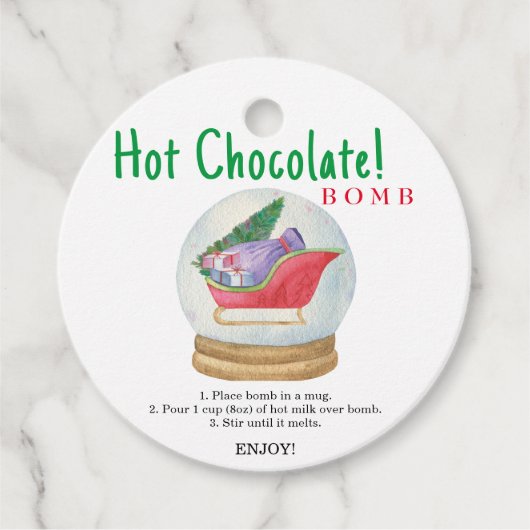 ホットチョコレート爆弾ラベル。冬ホットココア爆弾 フェイバータグ (正面)