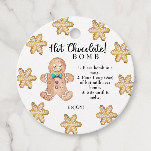 ホットチョコレート爆弾ラベル。冬ホットココア爆弾 フェイバータグ (正面)