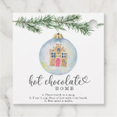 ホットチョコレート爆弾ラベル。水彩冬 フェイバータグ (裏面)