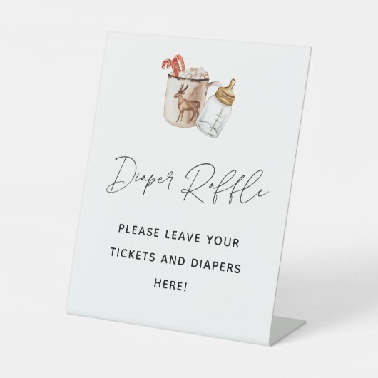 ホットチョコレート赤ちゃんシャワーおむつラッフルサイン 台座サイン (正面)