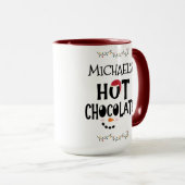 ホットチョコレート雪だるま子供へ顔&名前をカスタムする マグカップ (正面右)