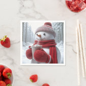 ホットチョコレート雪だるま スタンダードカクテルナプキン (インサイチュ)