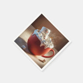 ホットチョコレート雪だるま スタンダードカクテルナプキン (角)