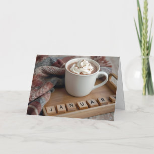 ホットチョコレート1月の誕生日 カード