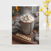 ホットチョコレート1月の誕生日 カード (黄色い花)