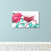 ホットチョコレート&キャンディーケーンクリスマス キャンバスプリント (インサイチュ (ウッドフロア))