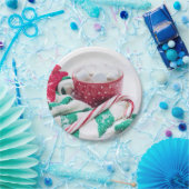 ホットチョコレート&キャンディーケーンクリスマス ペーパープレート (パーティー)