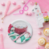 ホットチョコレート&キャンディーケーンクリスマス ペーパープレート (パーティー)