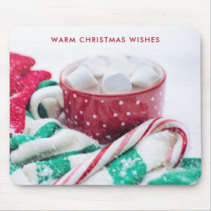 ホットチョコレート&キャンディーケーンクリスマス マウスパッド