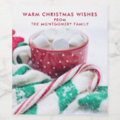 ホットチョコレート&キャンディーケーンクリスマス ワインラベル (シングルラベル)