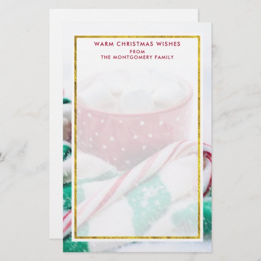 ホットチョコレート&キャンディーケーンクリスマス 便箋 (正面/裏面)