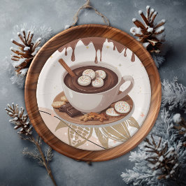 ホットチョコレート&クッキー冬のベビーシャワー ペーパープレート