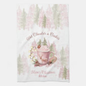 ホットチョコレート&クッキー名ピンク・クリスマス キッチンタオル (縦)