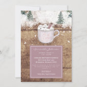 ホットチョコレート ラスティック ベイビー 寒いピンクのシャワー 招待状 (正面)